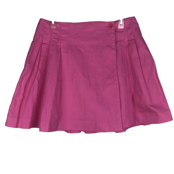 Lilly Pulitzer White Label Mini Skirt Pink Pleated Wrap Cotton Size 10 - Picture 1 of 9